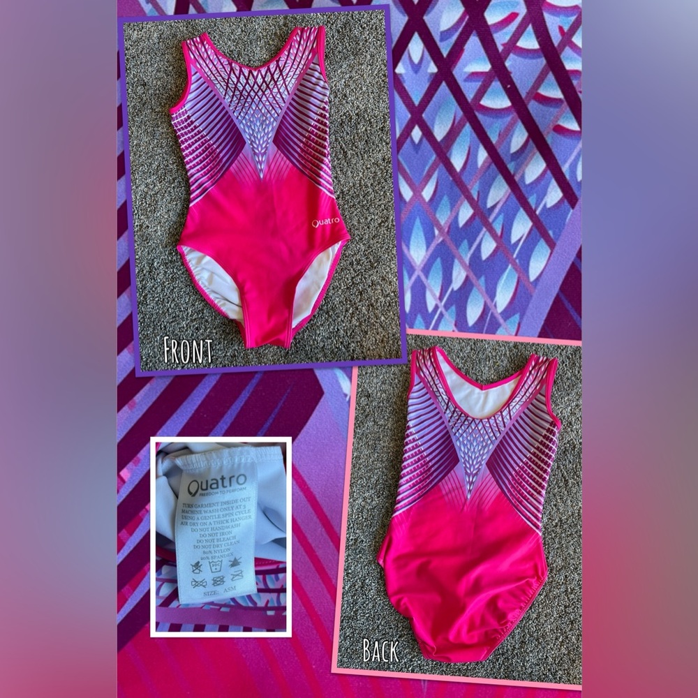 New! Powerful Pink & Purple Quarto ASM (34") Tank Leotard